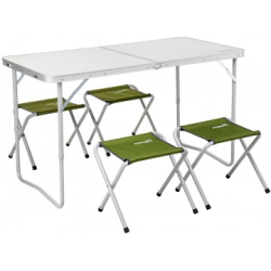 Набор мебели Helios Т-FS-21407+21124-SG-1 (сталь, стол+4 табурета, чехол/Velcro, Green)